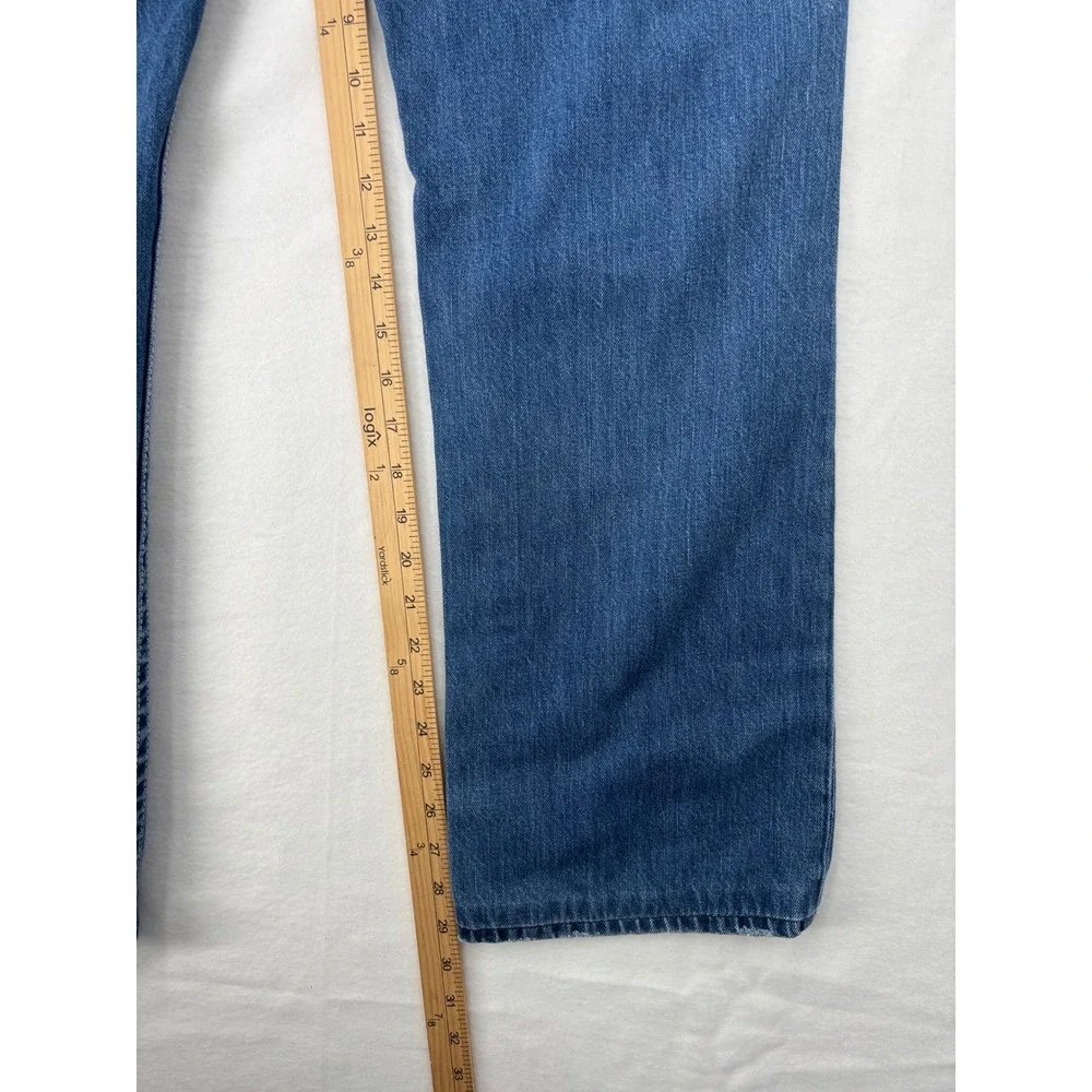 True Religion Straight Jeans Mens 34 Blue Distressed Ripped Denim Streetwear